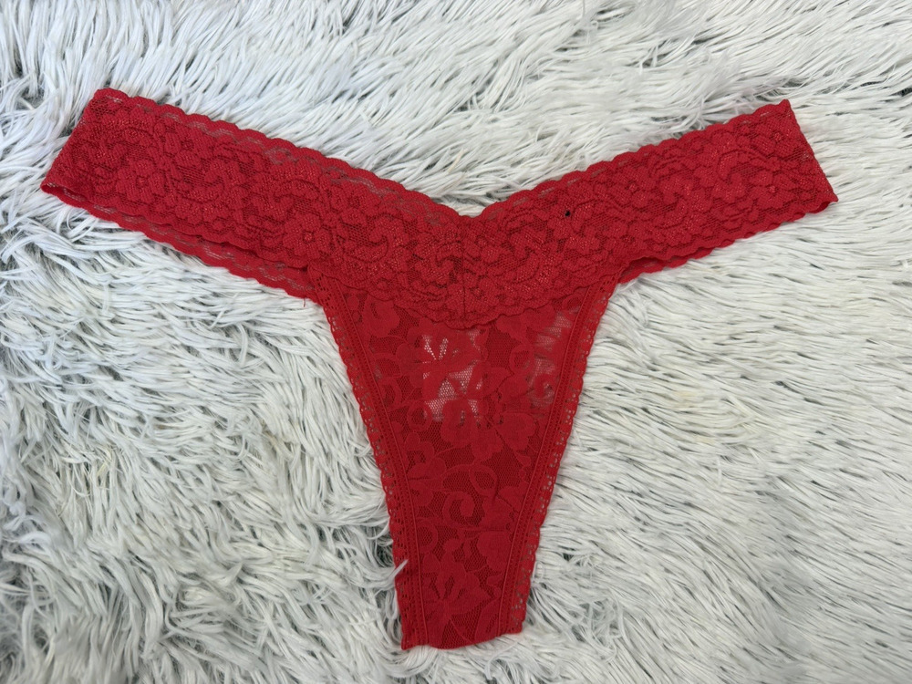 WOMEN'S 2000s VINTAGE RARE MED RED PASSION FLORAL LACE THONG PANTIES UNDERWEAR